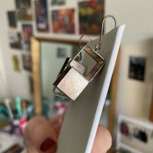 Stackable square vintage silver earrings